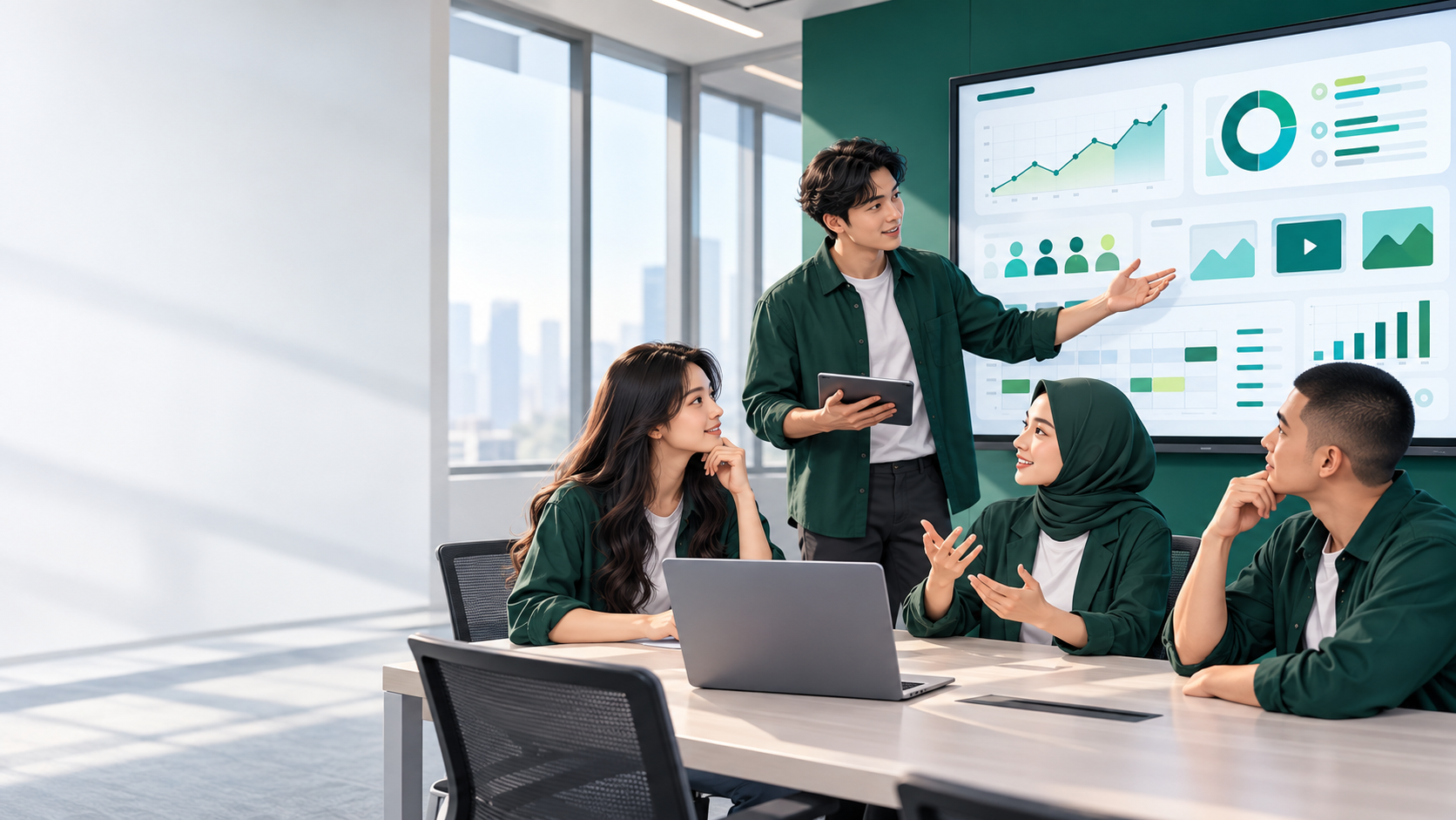 Marketing professionals using AI for campaign planning, content development, performance analysis, and workflow automation