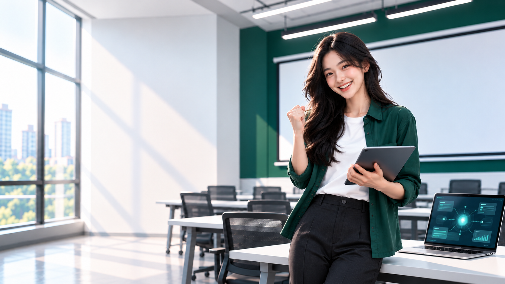 Professional using AI to support everyday office tasks and workplace productivity