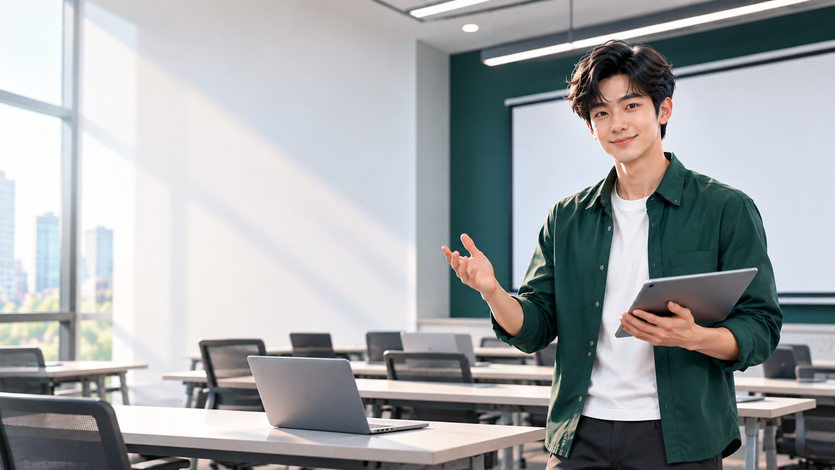 A young professional exploring software engineering in a modern learning environment